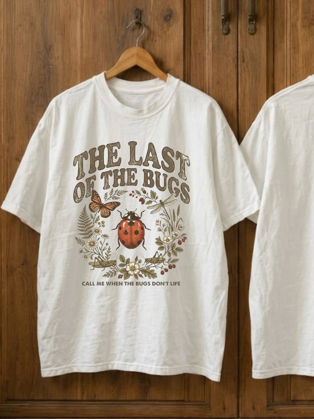The Last Of The Bugs Ladybug Botanical Cottagecore Nature Graphic Tee